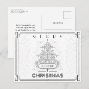 Moderner klassischer weißgeometrischer Weihnachtsb Feiertagspostkarte