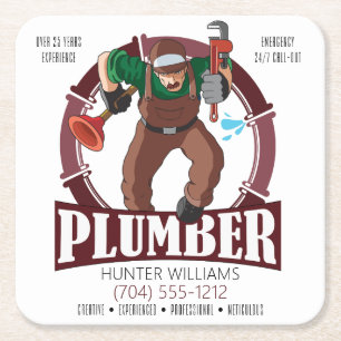 Moderner Klempner Beruflich Marketing Handyman Rechteckiger Pappuntersetzer