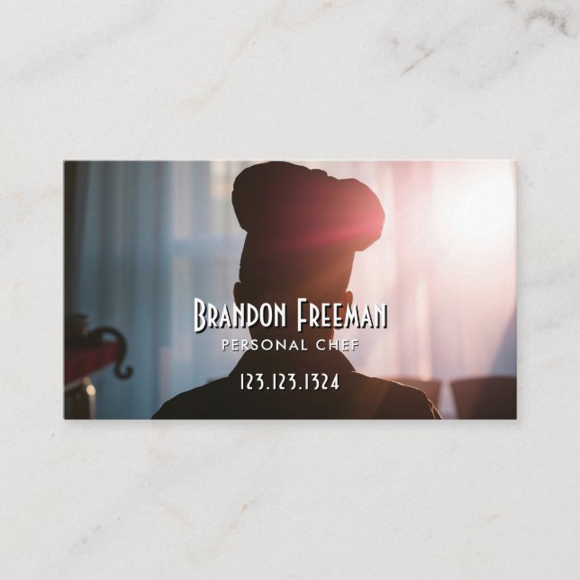 Moderner Koch mit Schwarzer Silhouette Visitenkarte (Vorderseite)