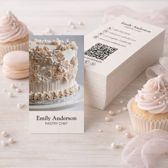Moderner Koch Visitenkarte (Modern Bakery Chef Neutral Beige Business Card)