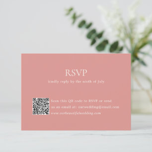 Moderner Korallenrosa QR-Code Elegante Hochzeit RSVP Karte