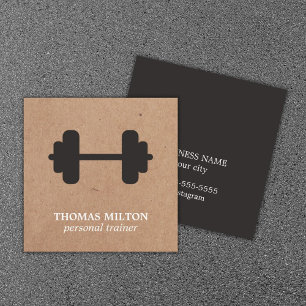 Moderner Kraft Dark Gray Dumbell Trainer Quadratische Visitenkarte