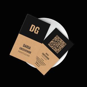 Moderner Kraft- und schwarzer Minimalistischer QR- Visitenkarte