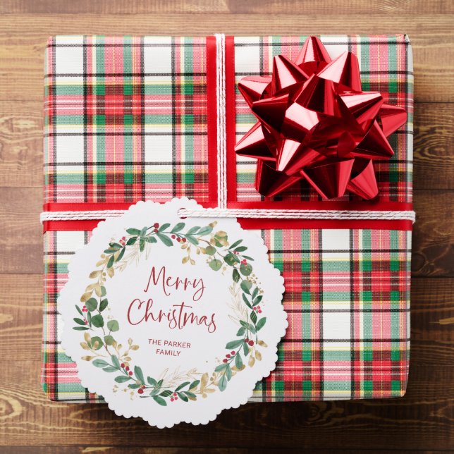 Moderner Kranz und Skript | Frohe Weihnachten Ornament Karte (Insitu (Geschenk))