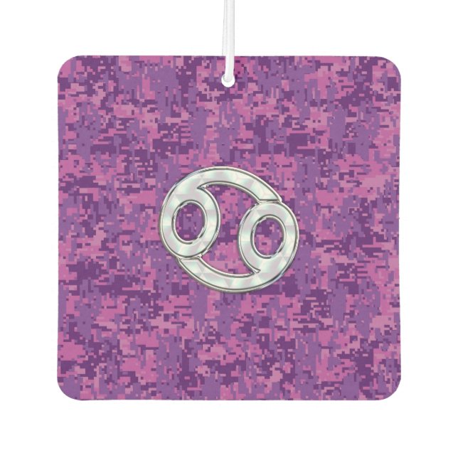 Moderner Krebs Zodiac signieren Pink Digital Camou Autolufterfrischer (Vorderseite)