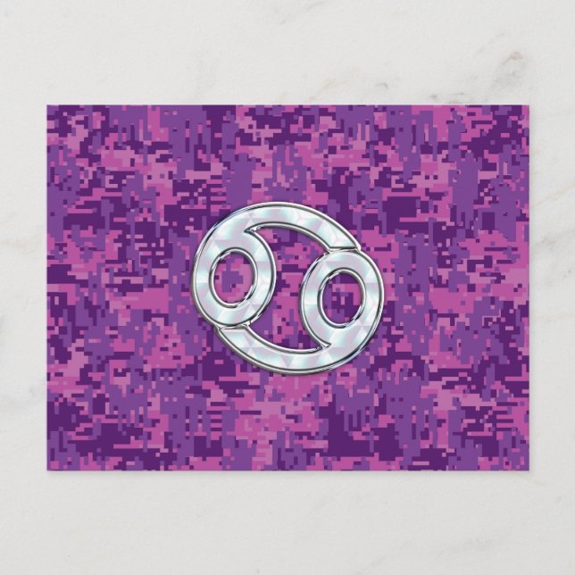 Moderner Krebs Zodiac signieren Pink Digital Camou Postkarte (Vorderseite)