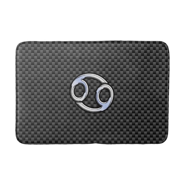 Moderner Krebs Zodiac Symbol Carbon Fibre Print Badematte (Vorderseite)