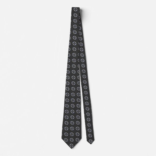 Moderner Krebs Zodiac Symbol Carbon Fibre Print Krawatte (Vorderseite)