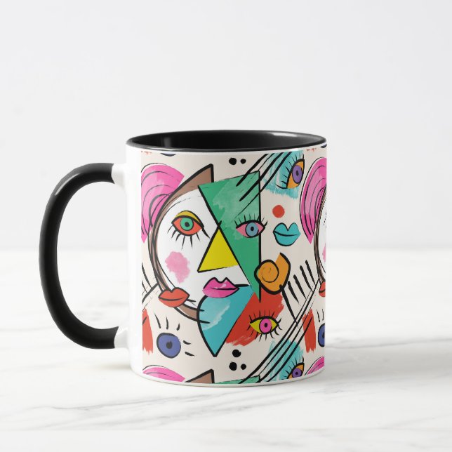 Moderner Kubismus Abstrakte Künstlerische Female F Tasse (Links)
