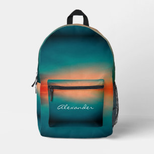 Moderner kühler Sonnenuntergangsverlauf Teal Grün Bedruckter Rucksack