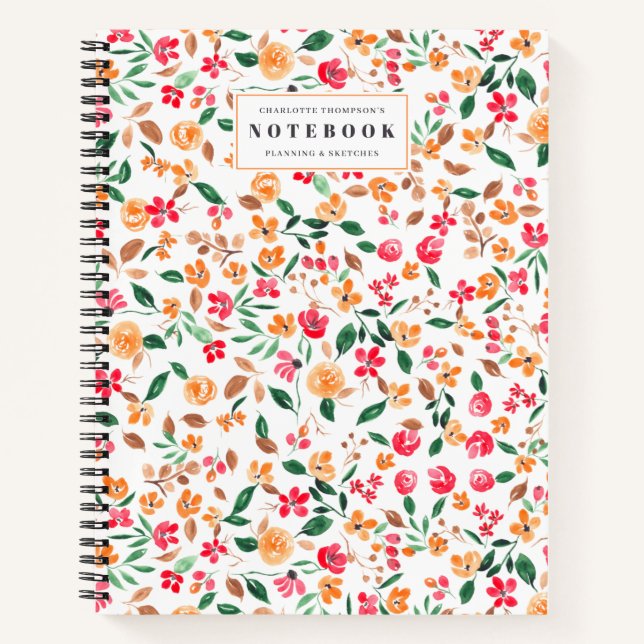 moderner, kühner Herbstfarbenname Notizbuch (Vorderseite)