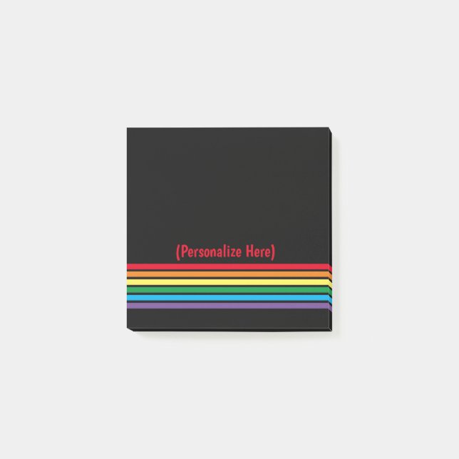 Moderner, kühner Regenbogen auf schwarzem Hintergr Post-it Klebezettel (Vorderseite)