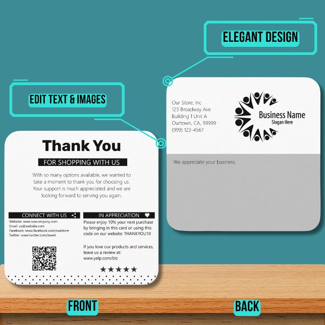 Moderner Kunde Vielen Dank Square Business Card Quadratische Visitenkarte (Please enjoy our design and see the others in the collection.)