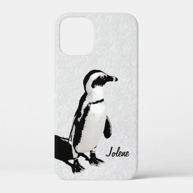 Moderner Künstlerischer Schwarz-weißer Pinguin Case-Mate iPhone Hülle (Rückseite)