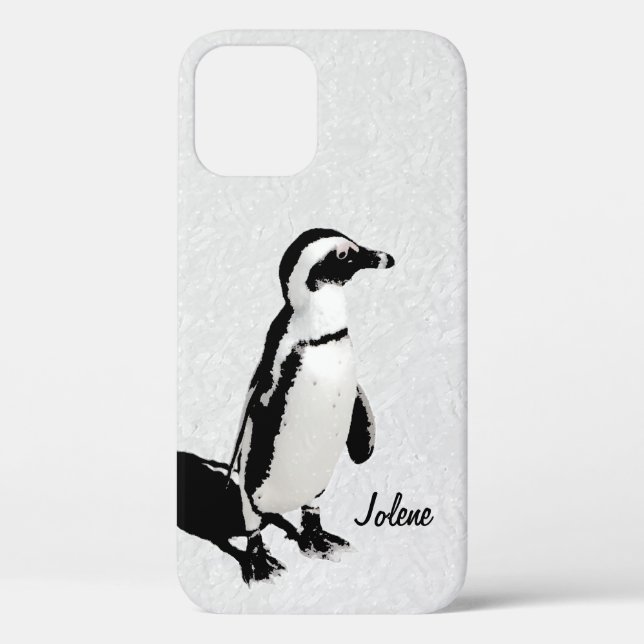 Moderner Künstlerischer Schwarz-weißer Pinguin Case-Mate iPhone Hülle (Rückseite)