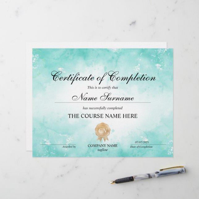 Moderner Kurs für Abschlusszertifikate (Vorderseite/Rückseite Beispiel)