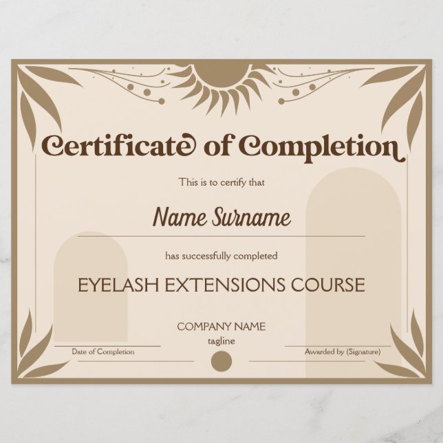 Moderner Kurs für Abschlusszertifikate (Vorderseite)