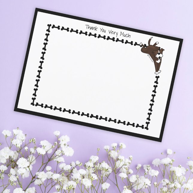 Moderner Labrador Dog Bone Schwarz-weiß flach Dankeskarte (Von Creator hochgeladen)