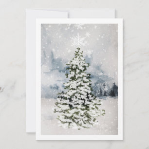 Moderner Landschaftlicher Wald Schneeweihnachtsbau Feiertagskarte