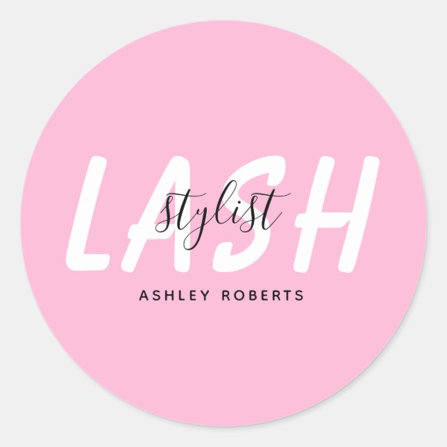 Moderner lastischer Stylist pink Runder Aufkleber (Vorderseite)