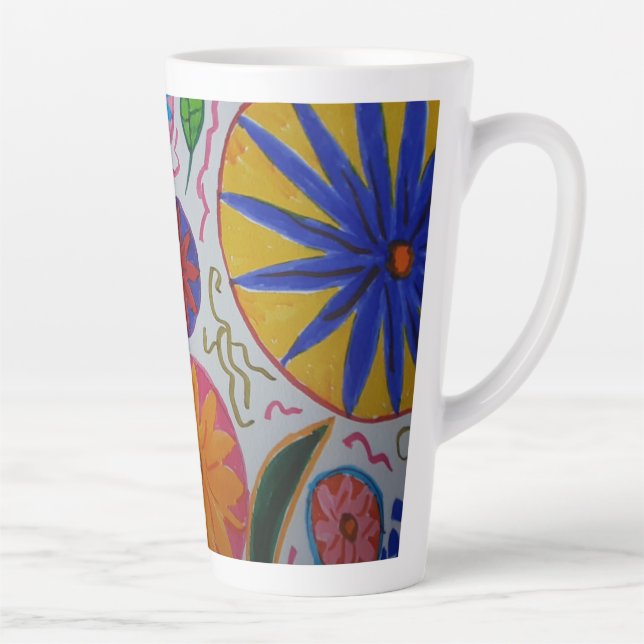 Moderner Latte Cup mit Blumenmotiv Milchtasse (Rechts)