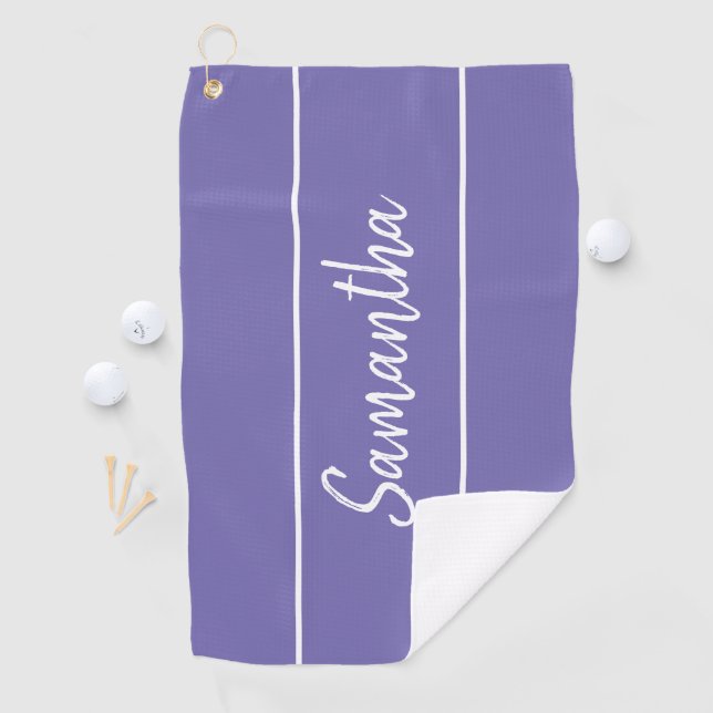 Moderner Lavendel Lila handgeschriebener Name Golfhandtuch (Insitu)