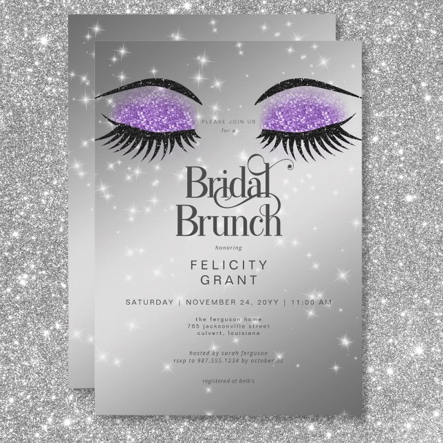 Moderner Lavender Lila Glam Eyes Bridal Brunch Einladung (Modern Lavender Purple Glam Eyes Bridal Brunch Invitation)