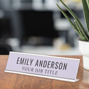Moderner Lavender Lila Office Mitarbeiter Schreibtischnamensplakette