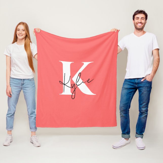 Moderner, lebendiger Personalisierter Monogramm-Na Fleecedecke (Beispiel)