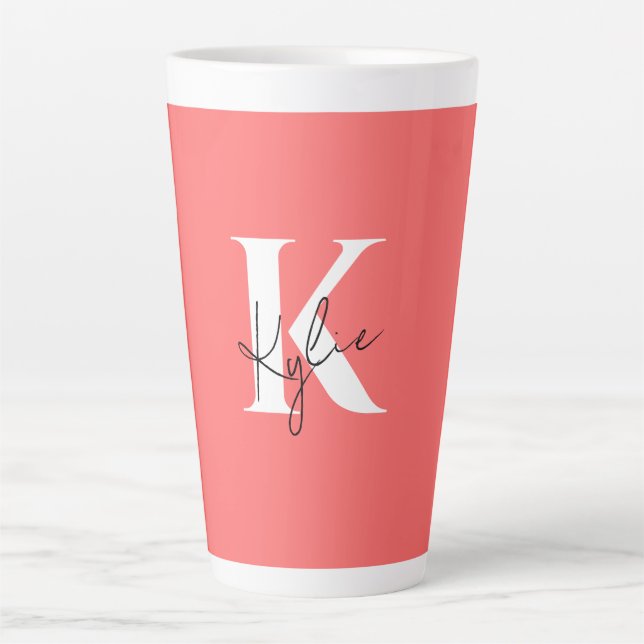 Moderner, lebendiger Personalisierter Monogramm-Na Milchtasse (Vorderseite)