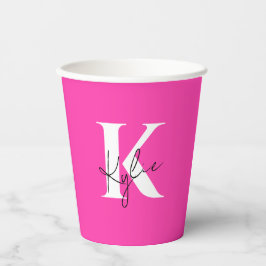Moderner, lebendiger Personalisierter Monogramm-Na Pappbecher