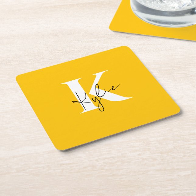 Moderner, lebendiger Personalisierter Monogramm-Na Rechteckiger Pappuntersetzer (angewinkelt)