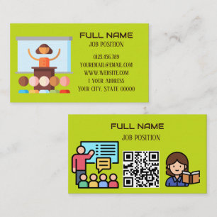 Moderner Lehrer-QR-Code Limettengrün Schule Visitenkarte