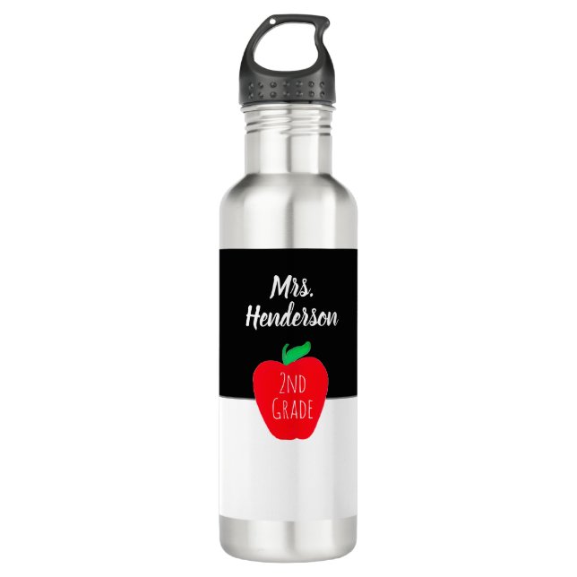 Moderner Lehrer Red Apple Custom Grade Personalisi Edelstahlflasche (Vorderseite)