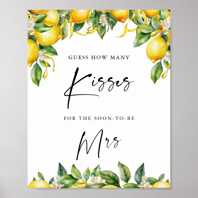 Moderner Lemon Citrus wie viele Küsse Brautparty Poster (Vorne)