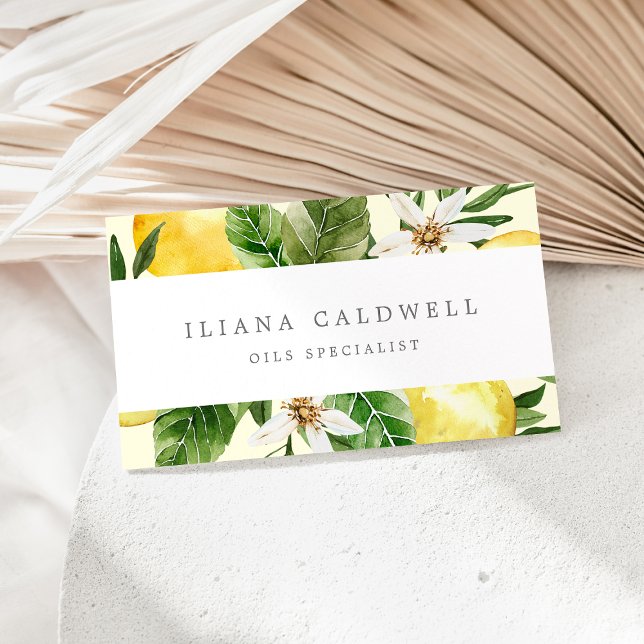 Moderner Lemon Garden | Yellow Business Card Visitenkarte (Von Creator hochgeladen)