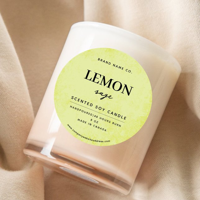 Moderner Lemon Gelb Rustikal Runder Aufkleber (Von Creator hochgeladen)