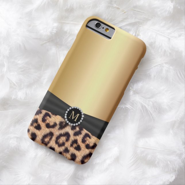 Moderner Leopard-Druck-Goldmonogramm iPhone 6 Fall Case-Mate iPhone Hülle (Beispiel)