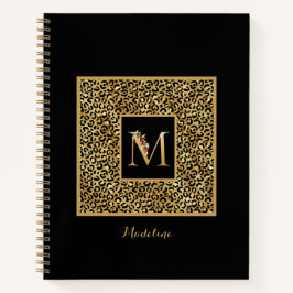 Moderner Leopard Gold Personal Monogram Letter M Notizbuch
