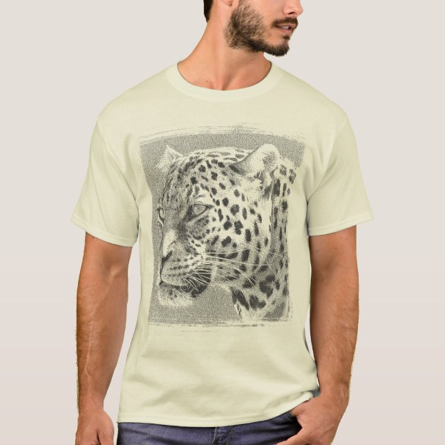 Moderner Leopard Kopf Mens natürliche Farbe T-Shirt (Vorderseite)