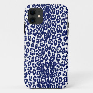 Moderner Leopardendruck in Weiß und Marineblau Case-Mate iPhone Hülle