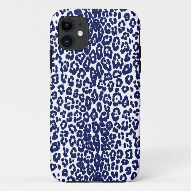 Moderner Leopardendruck in Weiß und Marineblau Case-Mate iPhone Hülle (Rückseite)