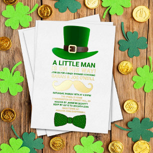 Moderner Leprechaun St. Patrick's Day Baby Shower Folieneinladung