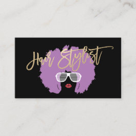 Moderner Lila Afro Hair Beauty Fashion Stylist Visitenkarte