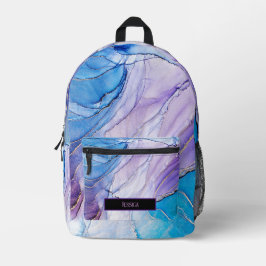Moderner Lila & blau marmorierter Alkoholtink Bedruckter Rucksack