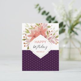 Moderner Lila Blush Boho Floral Karte