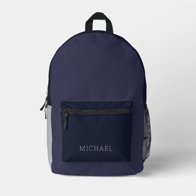 Moderner Lila Farbblock-Individuelle Name Bedruckter Rucksack (Vorderseite)