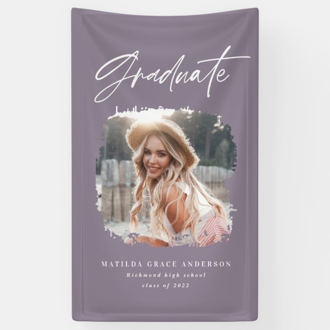 Moderner lila Foto Typografie Abschluss Banner (Vertikal)