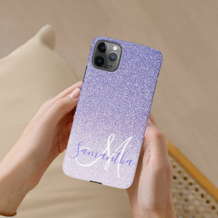 Moderner Lila Glitzer Glitzern Personalisiert Name iPhone 11Pro Max Hülle