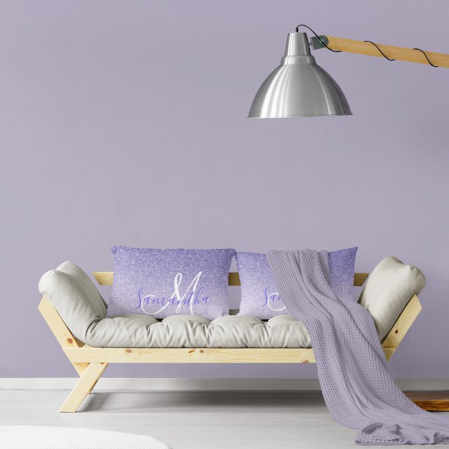 Moderner Lila Glitzer Glitzern Personalisiert Name Lendenkissen (Von Creator hochgeladen)